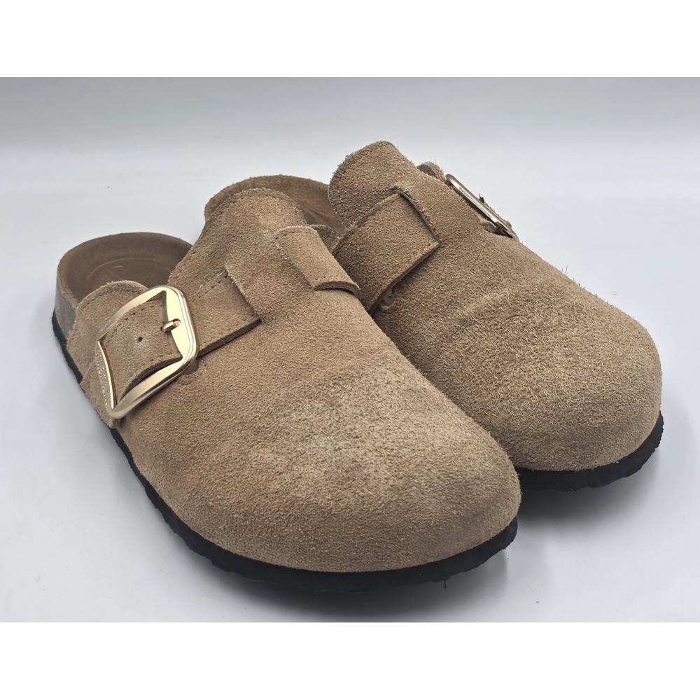 Project Cloud Mens 9 Tan Leather Clogs Memory Foam Slip On Comfort Shoes